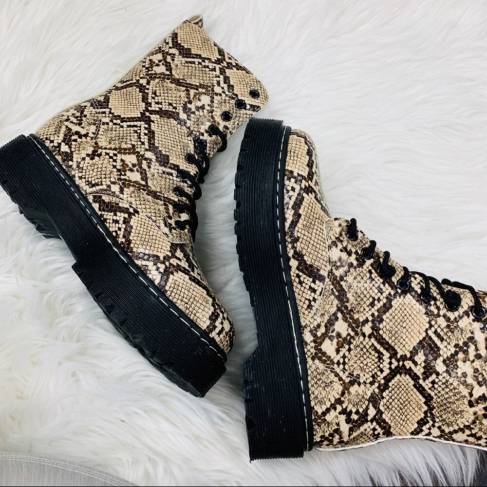 Snake skin combat boots